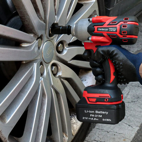 Cordless Half Inch Brushless Impact Wrench Kit With 450 Foot Pounds Torque used on car wheel for tire change