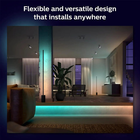 Indoor 6-Foot Smart LED Light Strip Base Kit With flowing multicolor ambience under living room furniture