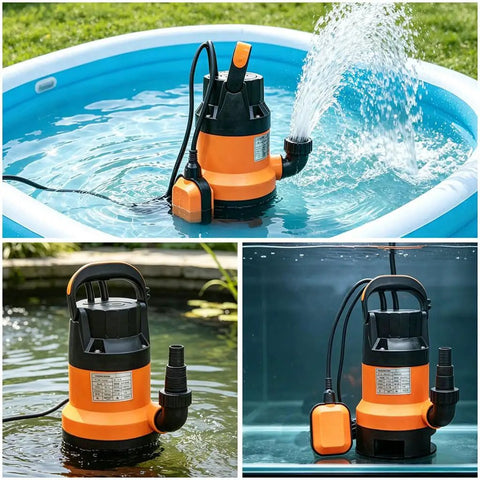 Heavy Duty 0.5HP Submersible Utility Water Pump Handling Clean And Dirty Fluids Smoothly in a pool, demonstrating top tier flow.