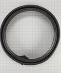 Genuine OEM Front Load Washer Door Boot Seal Replacement Part Direct Fit Easy Install on grid background, top view.