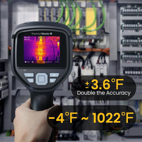 Handheld Thermal Camera With 512x384 IR Resolution 2MP Visible Camera 3.5 Inch IPS Screen in use for electrical inspection