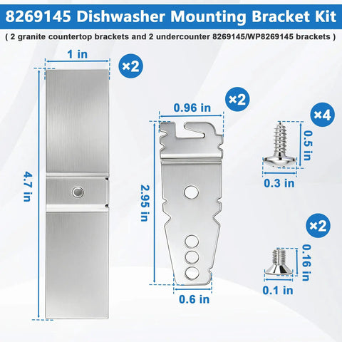 Granite Countertop Dishwasher Mounting Kit Two Sets With Granite Grabbers And Screws For Under Counter Install dimensions