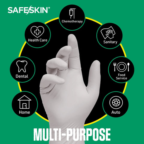 SafeSkin nitrile exam glove, white disposable powder-free 3.5 mil, size medium