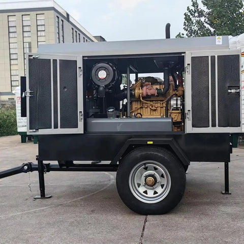 Custom 10 To 24 M3 Min High Capacity Mobile Industrial Rotary Screw Air Compressor For Construction Mining Drilling Applications Portable gas-powered unit with engine visible.