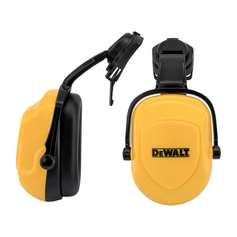 Dielectric Cap Mount Earmuff With Adjustable Extendable Arms Foldable For Comfort NRR 25 Yellow Earcups With Black Accents Safe For Electrical Jobs And Industrial Use