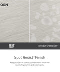 Comparison of Spot Resist finish vs. standard finish for Spot Resist Stainless Modern Deck Mounted Kitchen Soap Dispenser