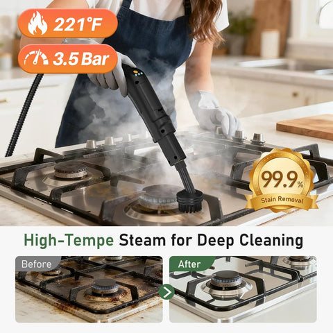2 In 1 Steam Cleaner And Handheld Mop With 37 Slick Attachments For Spotless Hardwood Tile Floors Kitchen Bath And Cars Easy Setup Heavy 2500 Watt Output Kicks Serious Grime Like A Boss Saves Bucks On Chemicals using steam for deep cleaning a stove.