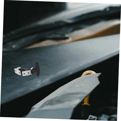 Elastic Rubber Hood Latch Kit For Vehicles with shock absorption installed on black engine cover