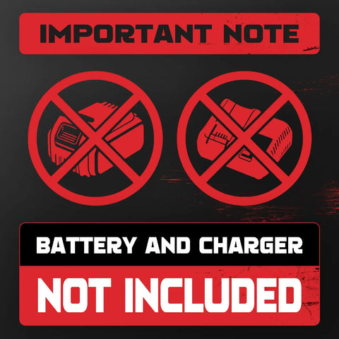 Diagram showing battery and charger not included for Led Work Light For Milwaukee Battery Compatible 38W 3000 Lumens.