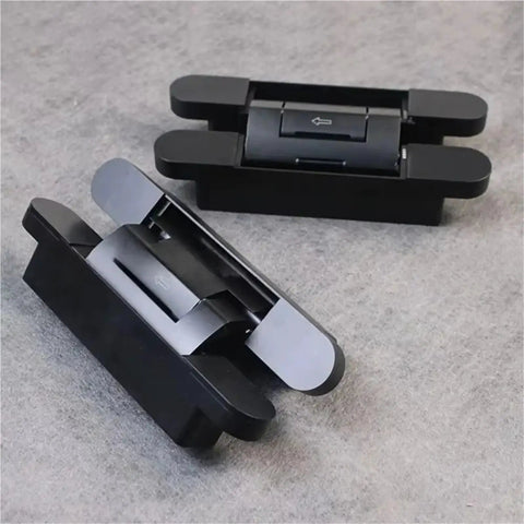 Heavy Duty Hydraulic Auto Shut Hidden Hinge Smooth Operator With No Hassle Install And Adjustable Fold Design For Cabinets And Interior Doors 177Mm Length, two black hinges.