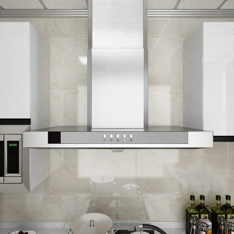 Removable Peel And Stick Silver Stainless Steel Look Contact Paper for metal surfaces on kitchen range hood, easy install.