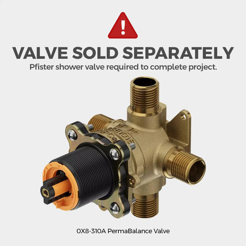0X8-310A PermaBalance Valve for Slick Single Handle Shower Faucet Trim Kit In Polished Chrome Finish With Hella Water Efficient Invigorating Spray.