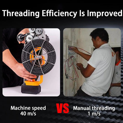Cordless Wire Threading Tool With Lithium Battery Dual Motor Stringing Machine compared to manual threading for efficiency.