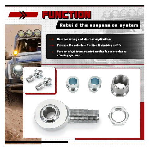 Built Tough 1.25 Inch Heim Joint Rod End Linkage Kit featuring chromoly components for suspension adaptation and off-road use.
