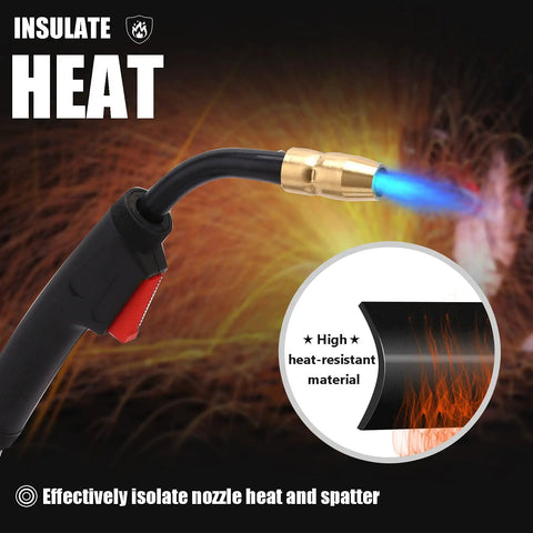15 Foot M-150 MIG Welding Gun Replacement for Miller Millermatic Series and Hobart IronMan 210, emphasizing heat resistance