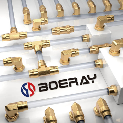 Image of 25 Pack Brass DOT Air Line Fittings Straight Union 1/4 Inch And 3/8 Inch Push To Connect Kit for Air Suspension and Pneumatic Lines