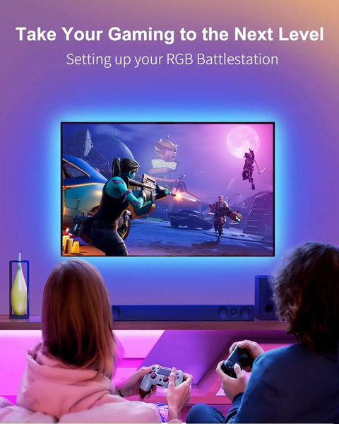 Color Changing Bluetooth LED Backlights For TV With Dope Smart App Control 15ft USB Powered Strip in gaming setup