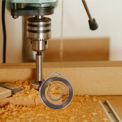 Heavy Duty Steel Drill Press Return Spring Coil Assembly on drill, showing steel coil, ideal for milling machines and workshops.