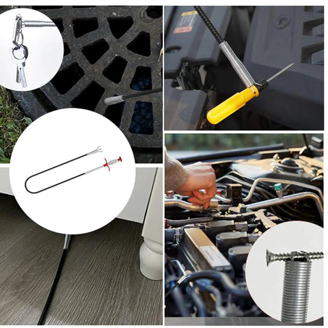 118 Inch Flexible Drain Cleaning Snake Grabber Reacher Tool For Clogged Sinks, Toilets, Tubs, And Gutters, Hair And Debris Removal In Tight Corners With Bendable Spring Design For Easy DIY Home Plumbing