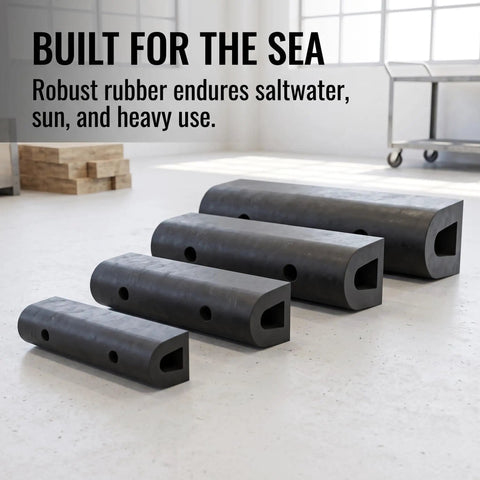 Four Beefy Rubber Dock Fenders For Marine Use, D Type Black Dock Fenders For Boats, Ships And Piers, Heavy Duty Marine Protection.