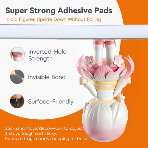 Super Grippy Removable Glue Dots For Diy Crafts And Home Decor Total Game Changer Formula holding decorative figure upside down.