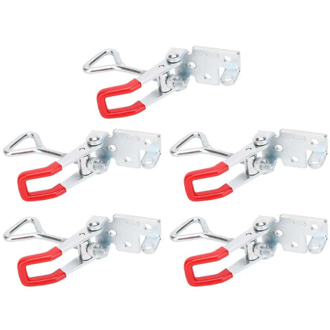 Fast Clamping Toggle Clamp 4002 Galvanized With Triangular Lever for welding and assembly, set of five clamps displayed.