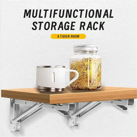 Heavy Duty Folding Shelf Brackets 8 Inch Two Pack Triangle Wall Mounted Shelf Bracket Set With Screws