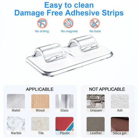 Rock Solid Outdoor String Light Hooks With Heavy Duty Adhesive Strips, clear hooks suitable for various surfaces, easy to clean.