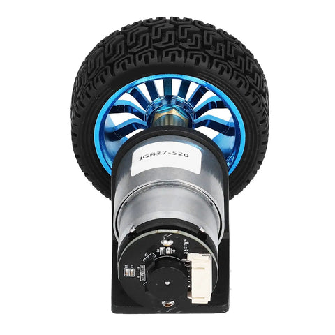 Heavy Duty DC 12V Encoder Gear Motor Set with blue wheel and motor for robotics and DIY projects
