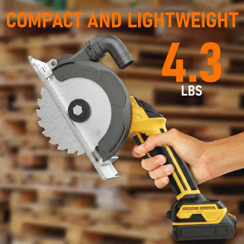 Heavy Duty Cordless Circular Saw With Slick 6 Inch Blade Compatible With Dewalt 20V Max System No Battery Included Portable Case And Precision Guide For Clean Wood And Pvc Cuts Built Tough No Sweat, 4.3 lbs in hand