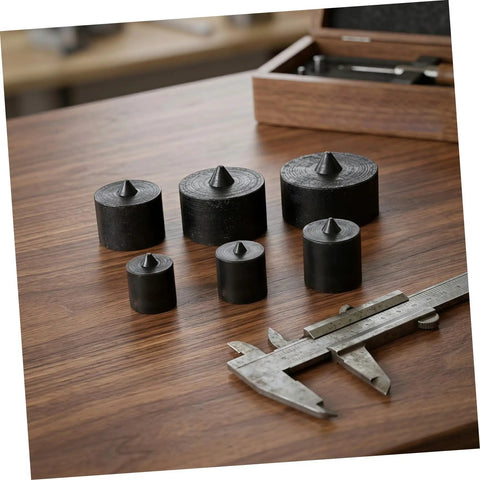 Premium Heavy Duty Machine Shaft End Protectors For Grip O Matic Pullers displayed on wooden surface with caliper.