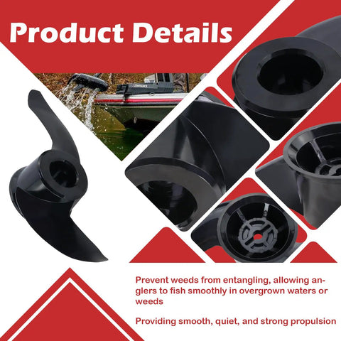 Weedless Propeller For Ghost Trolling Motors, Black Finish, Prevents Weed Tangling, Quiet and Durable, Weedy Water Fishing Use