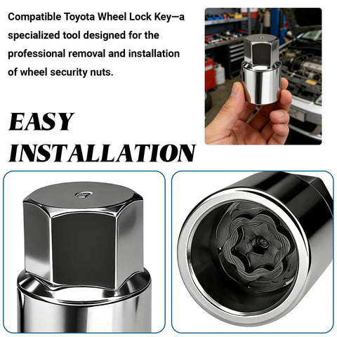 Heavy Duty D Wheel Locking Lug Nut Removal Tool Key Anti Theft Socket Replacement for Toyota Tacoma Camry Corolla Tundra Lost Wheel Lock Key