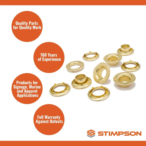 Self Piercing Grommet And Washer Set For Indoor Outdoor Signs And Banners Heavy Duty Brass Grommets Size Two 500 Set Pack in packaging