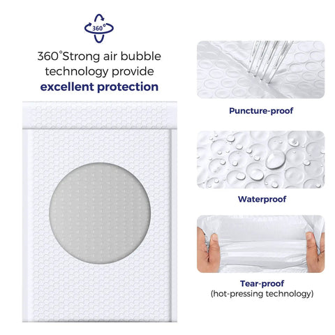 10.5x16 Inch Bubble Mailers 25 Pack Self Seal Padded Envelopes Waterproof Shipping Bags for Mailing Packaging protection features