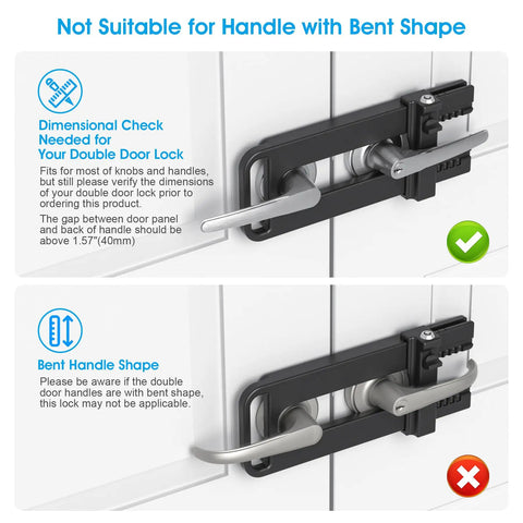Tough As Nails Double Door Security Lockout For French Doors with dimensions check for proper fit and bent handle warning.