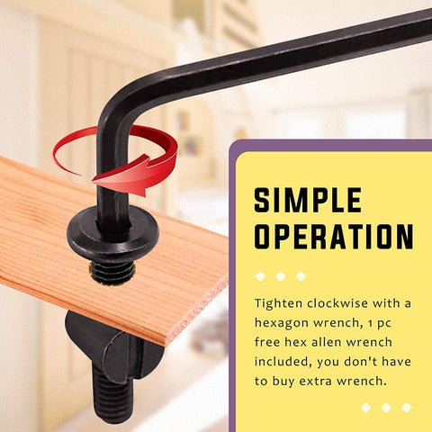 Allen wrench tightening bolt on wood, part of 192 Piece M6 Hardware Kit For Cribs And Furniture Includes Heavy Duty Flat Head Hex Bolts