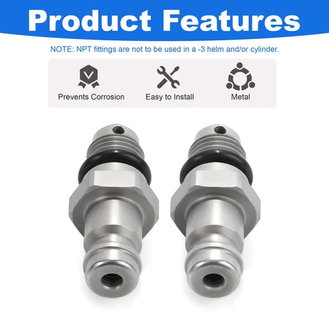 Bleeder Fitting Kit For Front Mount Marine Cylinders, 3/8 Inch Compression, 9/16-24 Thread, 2 Pack With O-Ring, metal adapters