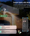 Wireless Solar Outdoor Security Camera With Pan Tilt, 3MP Color Night Vision detects motion at night with alerts shown.