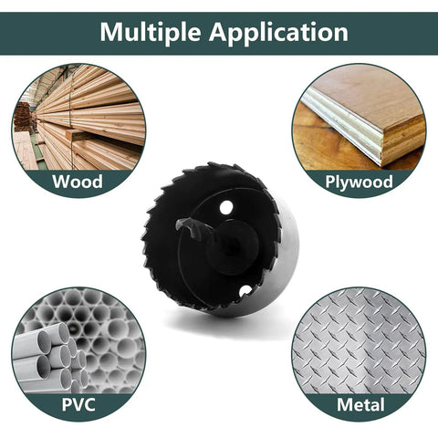11 Piece Hole Saw Kit With Mandrel And Hex Key for wood, plywood, PVC and metal with center drill bit for multiple applications