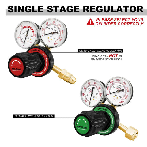Upgraded Oxygen And Acetylene Gas Cutting Torch And Welding Kit For The Home Garage Medium Duty Set single stage regulators