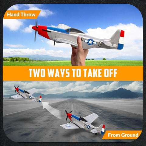 P 51D Mustang RC Plane For Beginners With 3 Channel Remote Control And 2 4Ghz Radio 6 Axis Gyro Stabilizer Ready To Fly Glider Fighter Toy For Adults Easy Hand Throw Take Off And Stable Flight hand throw demonstration