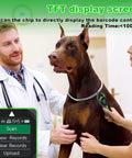 Veterinarian using Pet Microchip Scanner With 1.44 Inch TFT Screen, 3 In 1 Connections on large dog in clinic