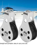 Two Pack 25mm Bearing Pulleys Wheel Set for Steel Wire Rope Lifting and Towing, Marine Hardware for Sailors, Stainless Steel Construction