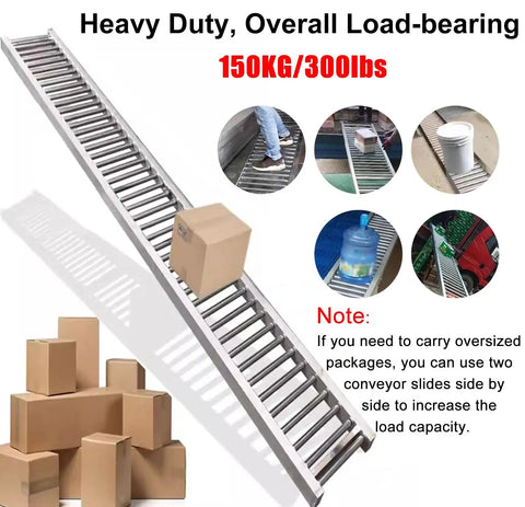 Heavy Duty Gravity Conveyor Roller Belt 20 Inch Wide Rustproof Stainless Steel Industrial Long Length for Warehouse Shipping