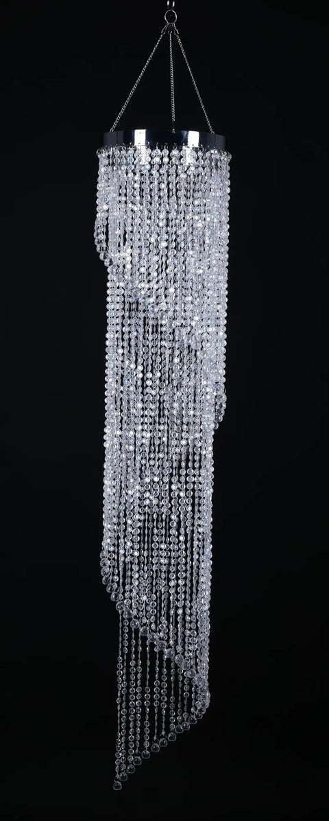 Faux Crystal Sparkling Iridescent Spiral Beaded Chandelier Ready to Hang for Wedding Centerpieces and Event Decor