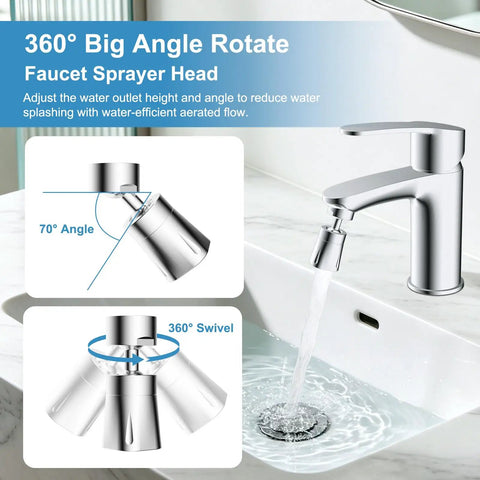 Slick 360 Degrees Swivel Faucet Aerator With Four Spray Modes Heavy Duty Chrome Sink Sprayer Attachment For Kitchen Bathroom with water flow