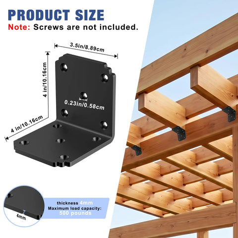 Heavy Duty 4x4 L Bracket Black 90 Degree Corner Post Connector Deck And Pergola Framing Solid Steel Joint Support 2 Pack dimensions and design