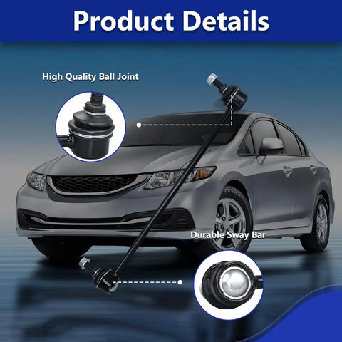 Sway Bar End Links Replacement Kit For Honda Civic 2012 2015 And Acura ILX 2013 2019 2 Pack K750604 K750605 Direct Fit Stabilizer Link Set For A Smoother Quieter Ride, black ball joint link shown on sedan