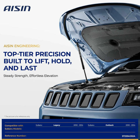Front Hood Lift Support Shock Struts Pair With Bombproof Construction And Slick Gas Spring Action For Easy Bonnet Operation, installed on vehicle.
